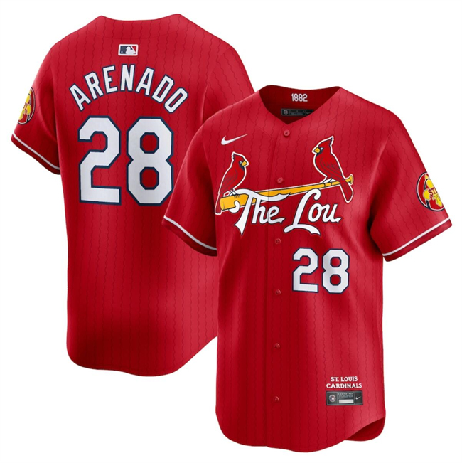 Youth St. Louis Cardinals #28 Nolan Arenado Red 2024 City Connect Limited Stitched Baseball Jersey